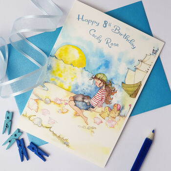 Pirate Girl Personalised Birthday Card, 3 of 4