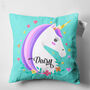 Personalised Floral Unicorn Name Cushion In Soft Chenille, thumbnail 3 of 7