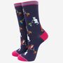 Women's Cats And Flower Pots Bamboo Socks, thumbnail 2 of 4