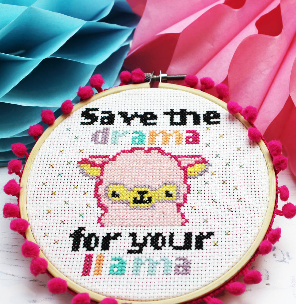 cute cross stitch kit. llama beginners cross stitch project