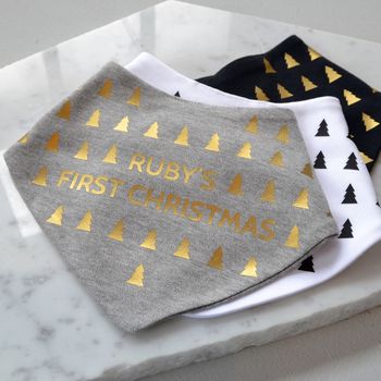 Personalised First Christmas Geometric Baby Bib, 3 of 6