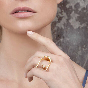 Gold Vermeil Cocktail Ring Lunaria, 4 of 10