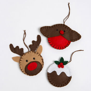 Six Traditional Christmas Baubles Felt Craft Kit, 2 of 8
