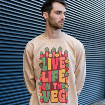 Live Life On The Veg Men's Slogan Sweatshirt, 2 of 3