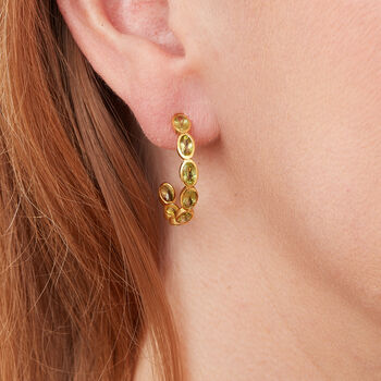 Green Peridot And Gold Plated Silver Stud Hoops, 5 of 11