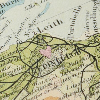 Personalised New Baby Vintage Map Stitch Heart Print, 9 of 10