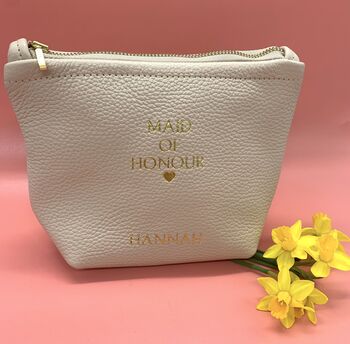 Personalised Bride And Bridesmaid Leather Cosmetic Bag, 5 of 9