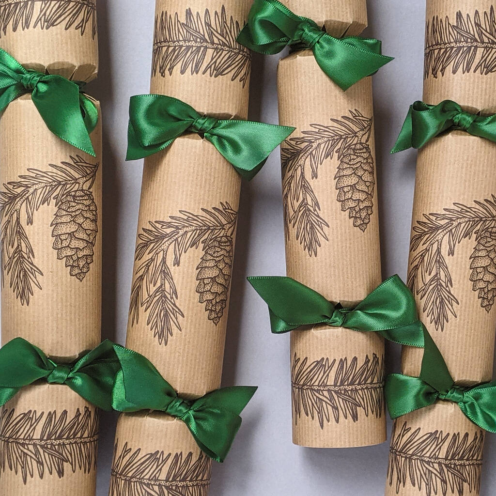 Winter Pine Handmade Christmas Crackers Box Of Six By The Handmade
