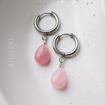 Pink Opal Hoop Earrings, 6 of 12