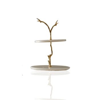 Two Tier Black Marble Stand With Gold Branch Detail, 4 of 4