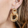 Gold Colour Interlinked Hoops Doorknocker Earrings, thumbnail 1 of 3