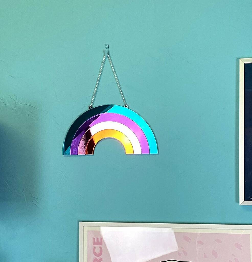 Multicoloured Rainbow Hanging Wall Mirror, 1 of 6