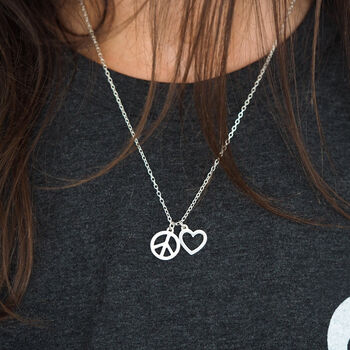 Peace And Love Necklace In Recycled Sterling Silver, 2 of 11