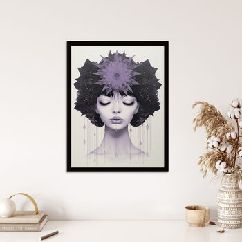 Love In Lavender Lilac Portrait Meditate Wall Art Print, 4 of 6