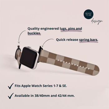 Y2k Almond Check Vegan Leather Apple Watch Band, 6 of 6