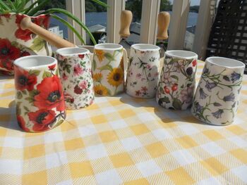 Set Of Six Cream Jugs In Assorted Floral Designs, 2 of 10