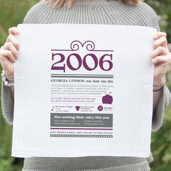 Personalised 18th Birthday Gift 2006 Handkerchief Pair, 3 of 8