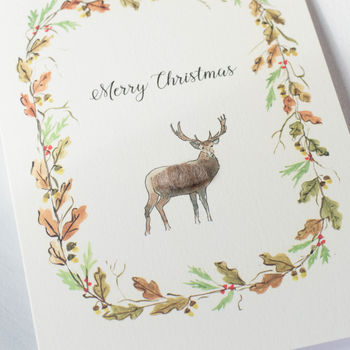 Stag And Wreath Christmas Card, 4 of 5
