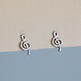 Sterling Silver Treble Clef Stud Earrings, thumbnail 1 of 6