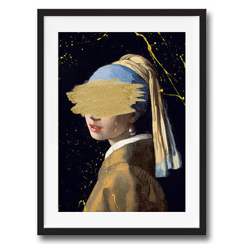 Girl With A Pearl Earing Graffiti Gold Paint Art Print, 2 of 4