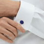 Woven Fabric Faced Cufflinks Royal Blue, thumbnail 2 of 4