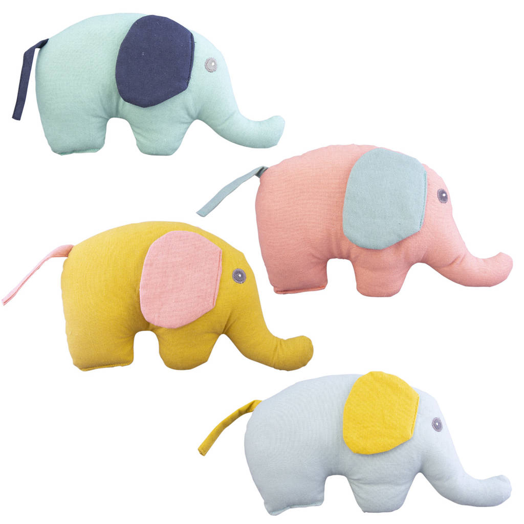 Linen Elephant Rattle By Lavish + Delight