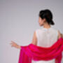 100% Mulberry Silk Scarf, Hot Pink With Red Stripes In Gift Box, thumbnail 9 of 10