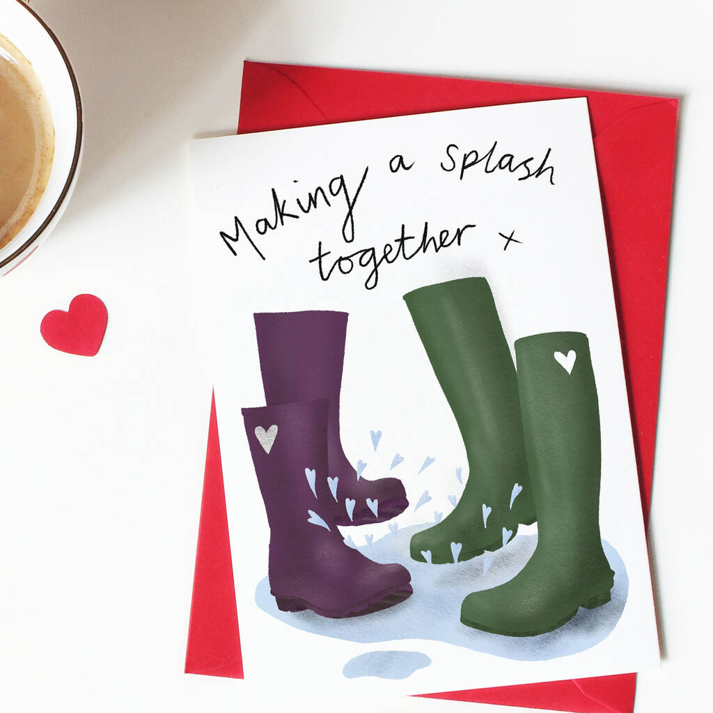Welly Boots Valentine Or Anniversary Card By So Close