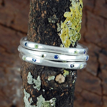 Mixed Birthstone Sterling Silver Stacking Ring, 3 of 4