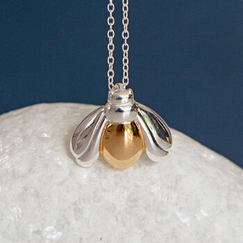 Personalised Gold Plated Sterling Silver Tiny Bee Necklace, 3 of 11
