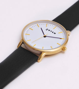 New Collection Gold Vegan Leather Watch, 5 of 12