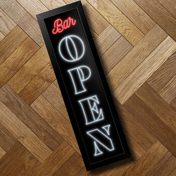 'Bar Open' Neon Sign | Framed Print | Bar Sign, 3 of 3