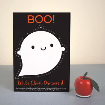 Kawaii Halloween Ghost Ornament Postcard, 5 of 5