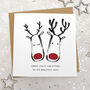 Couples Glittery Reindeer 1st Christmas Card, thumbnail 1 of 3