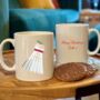 Christmas Pudding Badminton Christmas Mug, thumbnail 1 of 2