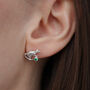 Silver And Emerald Rat And Cat Earrings, thumbnail 3 of 4