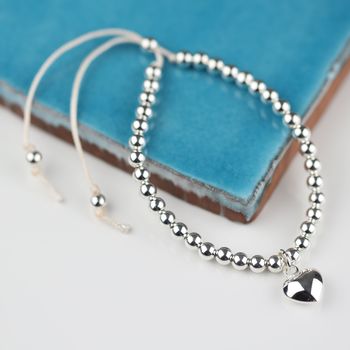 Silver Heart And Bead Friendship Bracelet, 5 of 7