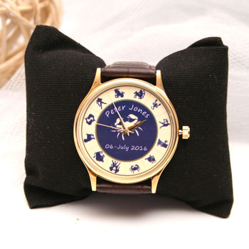 Personalised Handmade Wrist Watch With Zodiac Design, 4 of 10