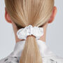 Silk Scrunchie Hair Scrunchie Ponytail Holder Hairband Mulberry Silk Satin Midi Luxurious White Hair Tie, thumbnail 1 of 3