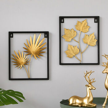 Small Black Trim Gold Leaf Wall Art, Four Designs, 3 of 11