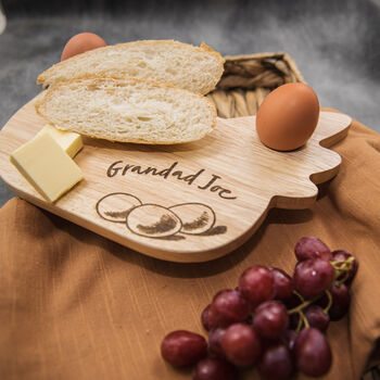 Personalised Grandad Hen Breakfast Egg Dippy Board, 3 of 3