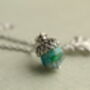 Peacock Blue Gold Acorn Necklace, thumbnail 10 of 10