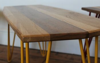 Hairpin Leg Coffee Table Long Ash Oak Walnut Stripe, 8 of 12