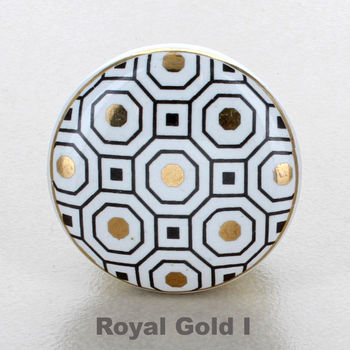 Royal Gold Ceramic Door Knobs Cupboard Door Handles, 3 of 10
