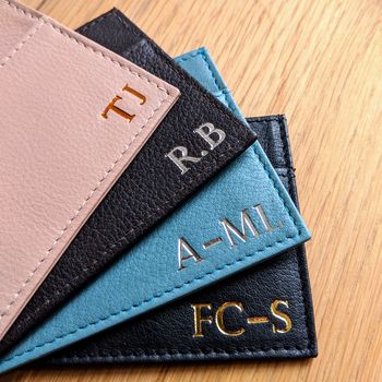 Foiled Personalised Leather Card Holder, 2 of 8