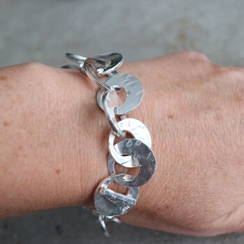 Heavy Hammered Silver Air O Link Bracelet, 4 of 4
