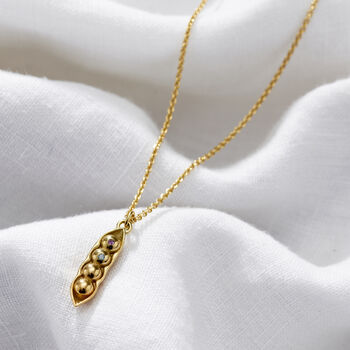 Birthstone Pea Pod Charm Necklace, 2 of 9
