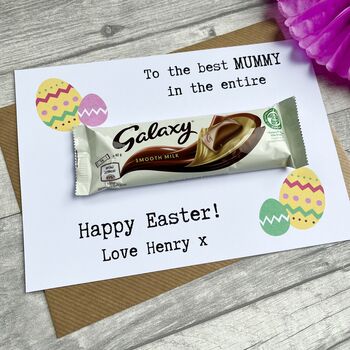Personalised Mummy/Daddy Easter Galaxy Chocolate Card, 2 of 2