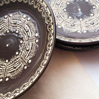 Stoneware Dinner Plates In Brown Colour, Set Of Four, 9 of 9