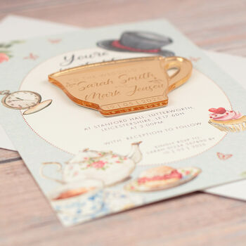 Vintage Tea Party Wedding Invitation Magnet, 4 of 7